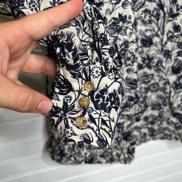 Tinsels Maison Française Women's Floral Print Long Sleeve Button-Down Shirt Sz 2 - Picture 8 of 15
